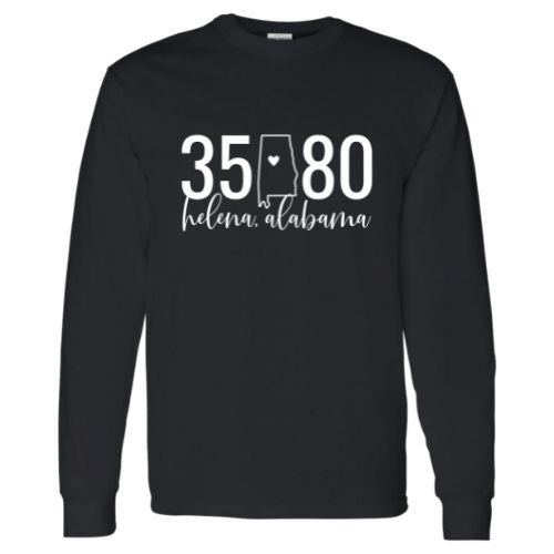 Gildan Helena Zip Code 35080 With State Outline as Zero - Long Sleeve Shirt
