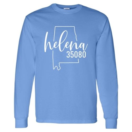 Gildan Helena Zip Code 35080 With Big State Outline - Long Sleeve Shirt