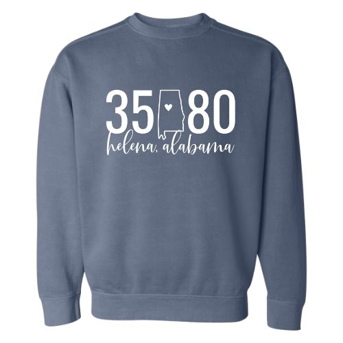 Comfort Colors Helena Zip Code 35080 With State Outline As Zero - Sweatshirt