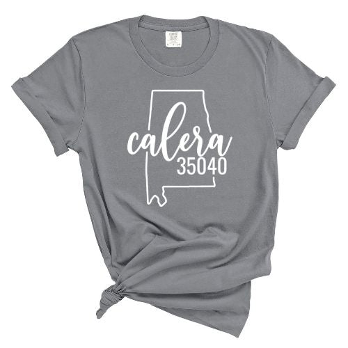 Comfort Colors Calera Zip Code 35040 With Big State Outline - Short Sleeve Shirt