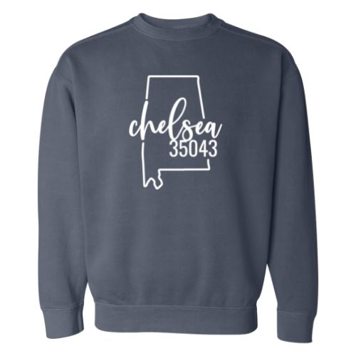 Comfort Colors Chelsea Zip Code 35043 With Big State Outline - Sweatshirt