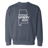 Comfort Colors Orange Beach Zip Code 36561 With Big State Outline - Sweatshirt