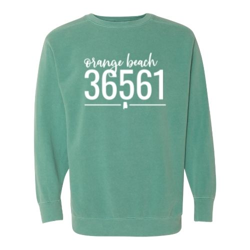 Comfort Colors Orange Beach Zip Code 36561 With Line Underneath - Sweatshirt