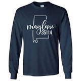 Gildan Maylene Zip Code 35114 With Big State Outline - Long Sleeve Shirt