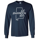 Gildan McCalla Zip Code 35111 With Big State Outline - Long Sleeve Shirt