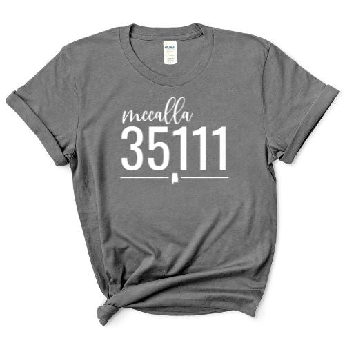 Gildan McCalla Zip Code 35111 With Line Underneath - Short Sleeve Shirt