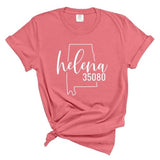 Comfort Colors Helena Zip Code 35080 With Big State Outline - Short Sleeve Shirt